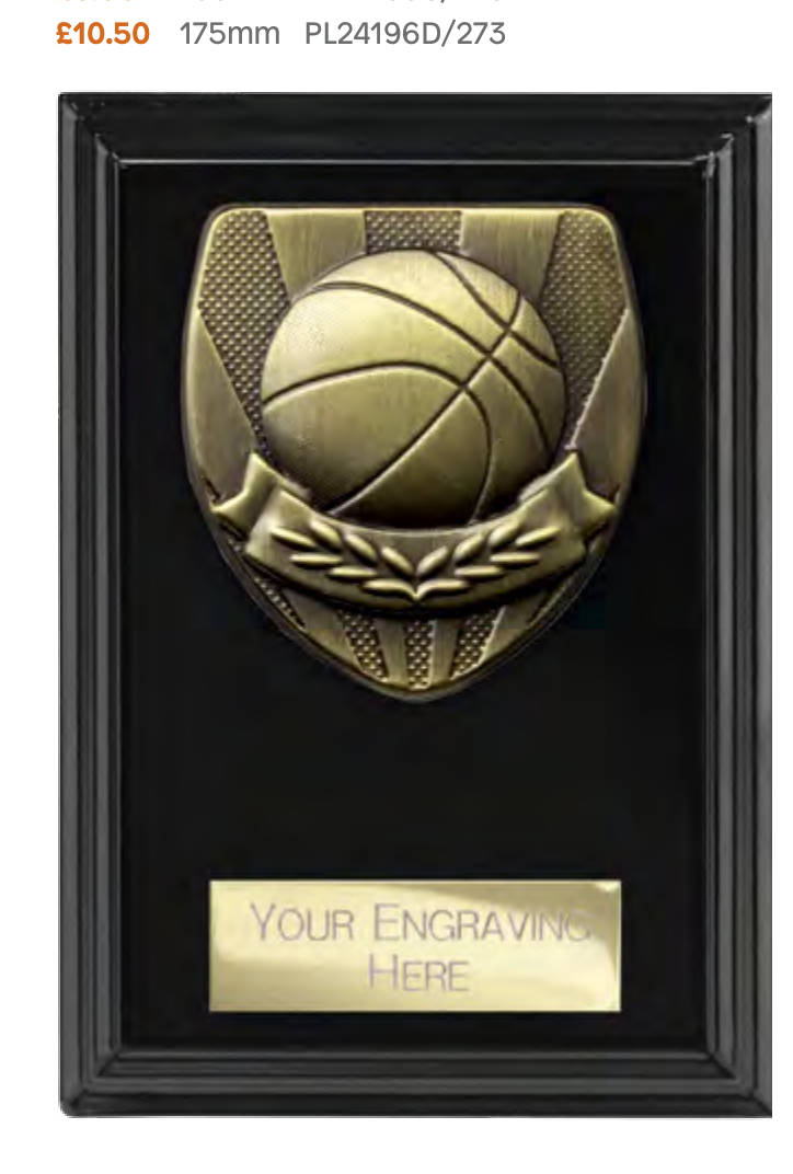 Cobra Plaque Basketball – catalogue page 273